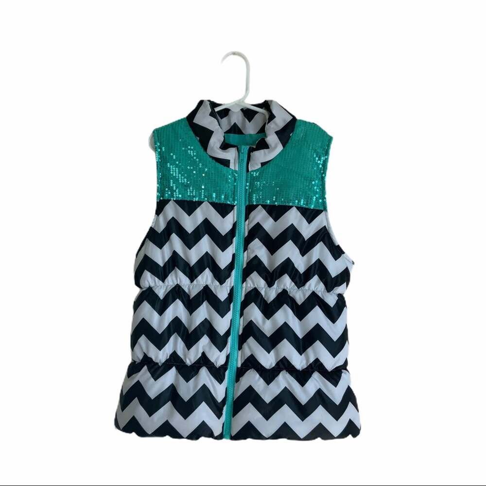 Girls Self Esteem Puffer Vest Black Multi Size XL